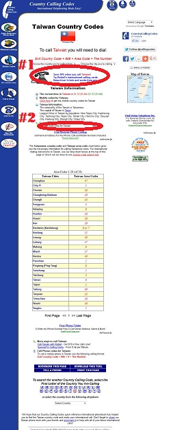 Country Calling Codes Phonebook Advertising