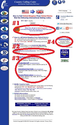 Country Calling Codes Results Page Advertising