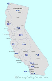 California area code map