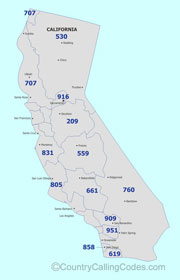 California United States Area Code and California United States Country