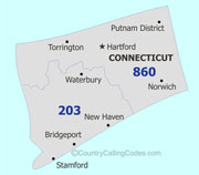 Connecticut area code map