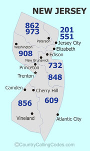 New-Jersey area code map