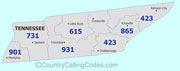 Tennessee area code map
