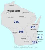 Wisconsin area code map